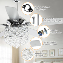 Load image into Gallery viewer, 52&quot; Berkshire Modern Downrod Mount Reversible Crystal Ceiling Fan with Lighting and Remote Control
