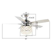 Load image into Gallery viewer, 52&quot; Berkshire Modern Downrod Mount Reversible Crystal Ceiling Fan with Lighting and Remote Control
