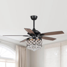 Carregar imagem no visualizador da galeria, 52&quot; Berkshire Modern Downrod Mount Reversible Crystal Ceiling Fan with Lighting and Remote Control
