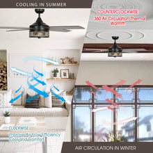 Cargar imagen en el visor de la galería, 52&quot; Cason Modern Downrod Mount Reversible Ceiling Fan with Lighting and Remote Control
