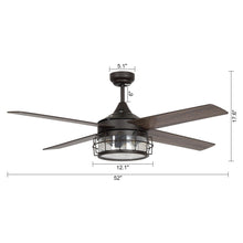 Carregar imagem no visualizador da galeria, 52&quot; Celentano Industrial Downrod Mount Reversible Ceiling Fan with Lighting and Remote Control
