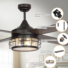 Load image into Gallery viewer, 52&quot; Celentano Industrial Downrod Mount Reversible Ceiling Fan with Lighting and Remote Control
