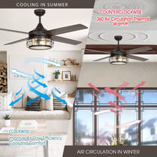 Cargar imagen en el visor de la galería, 52&quot; Celentano Industrial Downrod Mount Reversible Ceiling Fan with Lighting and Remote Control
