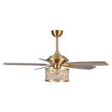 Cargar imagen en el visor de la galería, 52&quot; Cochin Modern Downrod Mount Reversible Crystal Ceiling Fan with Lighting and Remote Control
