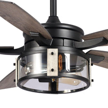 Carregar imagem no visualizador da galeria, 52&quot; Coimbatore Farmhouse Downrod Mount Reversible Ceiling Fan with Lighting and Remote Control
