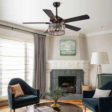 Cargar imagen en el visor de la galería, 52&quot; Dicken Modern Downrod Mount Reversible Crystal Ceiling Fan with Lighting and Remote Control
