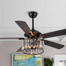 Cargar imagen en el visor de la galería, 52&quot; Dicken Modern Downrod Mount Reversible Crystal Ceiling Fan with Lighting and Remote Control
