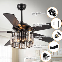 Load image into Gallery viewer, 52&quot; Dicken Modern Downrod Mount Reversible Crystal Ceiling Fan with Lighting and Remote Control
