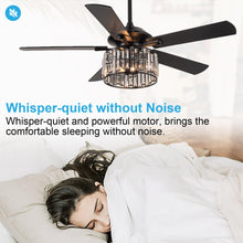 Carregar imagem no visualizador da galeria, 52&quot; Dicken Modern Downrod Mount Reversible Crystal Ceiling Fan with Lighting and Remote Control
