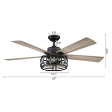 Load image into Gallery viewer, 52&quot; Divisadero Farmhouse Downrod Mount Reversible Crystal Ceiling Fan with Lighting and Remote Control
