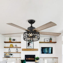 Load image into Gallery viewer, 52&quot; Divisadero Farmhouse Downrod Mount Reversible Crystal Ceiling Fan with Lighting and Remote Control
