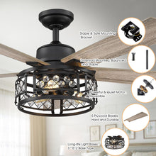 Load image into Gallery viewer, 52&quot; Divisadero Farmhouse Downrod Mount Reversible Crystal Ceiling Fan with Lighting and Remote Control
