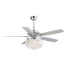 Load image into Gallery viewer, 52&quot; Elkton Modern Chrome Downrod Mount Reversible Crystal Ceiling Fan with Lighting and Remote Control
