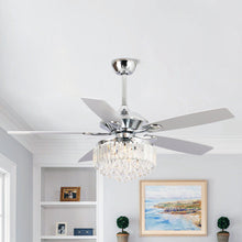 Cargar imagen en el visor de la galería, 52&quot; Elkton Modern Chrome Downrod Mount Reversible Crystal Ceiling Fan with Lighting and Remote Control
