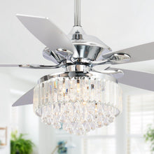 Carregar imagem no visualizador da galeria, 52&quot; Elkton Modern Chrome Downrod Mount Reversible Crystal Ceiling Fan with Lighting and Remote Control
