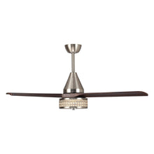 Cargar imagen en el visor de la galería, 52&quot; Farmhouse Satin Nickel Downrod Mount Reversible Crystal Ceiling Fan with Lighting and Remote Control
