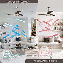 Load image into Gallery viewer, 52&quot; Farmhouse Satin Nickel Downrod Mount Reversible Crystal Ceiling Fan with Lighting and Remote Control
