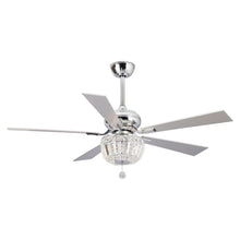 Cargar imagen en el visor de la galería, 52&quot; Ganga Modern Downrod Mount Reversible Crystal Ceiling Fan with Lighting and Remote Control
