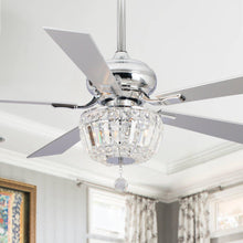 Load image into Gallery viewer, 52&quot; Ganga Modern Downrod Mount Reversible Crystal Ceiling Fan with Lighting and Remote Control
