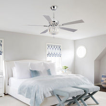 Cargar imagen en el visor de la galería, 52&quot; Ganga Modern Downrod Mount Reversible Crystal Ceiling Fan with Lighting and Remote Control
