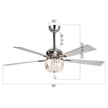 Load image into Gallery viewer, 52&quot; Ganga Modern Downrod Mount Reversible Crystal Ceiling Fan with Lighting and Remote Control
