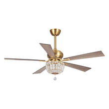 Load image into Gallery viewer, 52&quot; Ganga Modern Downrod Mount Reversible Crystal Ceiling Fan with Lighting and Remote Control
