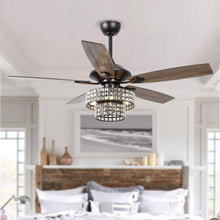 Load image into Gallery viewer, 52&quot; Howell Modern Downrod Mount Reversible Crystal Ceiling Fan with Lighting and Remote Control
