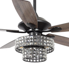 Cargar imagen en el visor de la galería, 52&quot; Howell Modern Downrod Mount Reversible Crystal Ceiling Fan with Lighting and Remote Control
