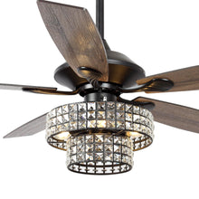 Load image into Gallery viewer, 52&quot; Howell Modern Downrod Mount Reversible Crystal Ceiling Fan with Lighting and Remote Control
