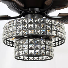 Cargar imagen en el visor de la galería, 52&quot; Howell Modern Downrod Mount Reversible Crystal Ceiling Fan with Lighting and Remote Control
