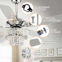 Load image into Gallery viewer, 52&quot; Howell Modern Downrod Mount Reversible Crystal Ceiling Fan with Lighting and Remote Control
