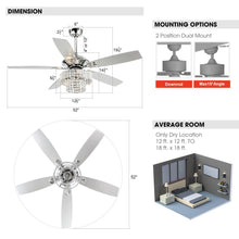 Load image into Gallery viewer, 52&quot; Howell Modern Downrod Mount Reversible Crystal Ceiling Fan with Lighting and Remote Control
