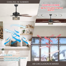 Load image into Gallery viewer, 52&quot; Hyderabad-Secunderabad Farmhouse Downrod Mount Reversible Ceiling Fan with Lighting and Remote Control
