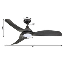 Carregar imagem no visualizador da galeria, 52&quot; Industrial DC Motor Downrod Mount Reversible Ceiling Fan with LED Lighting and Remote Control
