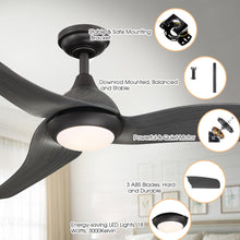 Cargar imagen en el visor de la galería, 52&quot; Industrial DC Motor Downrod Mount Reversible Ceiling Fan with LED Lighting and Remote Control
