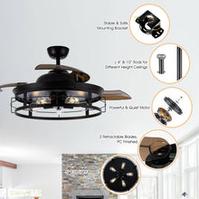 Cargar imagen en el visor de la galería, 52&quot; Jamshedpur Industrial Downrod Mount Ceiling Fan with Lighting and Remote Control
