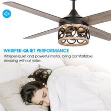 Carregar imagem no visualizador da galeria, 52&quot; Kashmir Farmhouse Downrod Mount Reversible Ceiling Fan with Lighting and Remote Control
