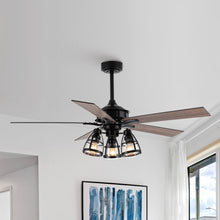 Carregar imagem no visualizador da galeria, 52&quot; Kashmir Traditional Downrod Mount Reversible Ceiling Fan with Lighting and Remote Control
