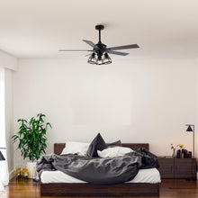 Carregar imagem no visualizador da galeria, 52&quot; Kashmir Traditional Downrod Mount Reversible Ceiling Fan with Lighting and Remote Control
