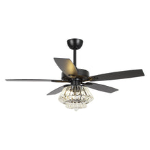 Carregar imagem no visualizador da galeria, 52&quot; Kerala Modern Chrome Downrod Mount Reversible Crystal Ceiling Fan with Lighting and Remote Control
