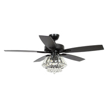 Cargar imagen en el visor de la galería, 52&quot; Kerala Modern Chrome Downrod Mount Reversible Crystal Ceiling Fan with Lighting and Remote Control
