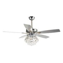 Load image into Gallery viewer, 52&quot; Kerala Modern Chrome Downrod Mount Reversible Crystal Ceiling Fan with Lighting and Remote Control
