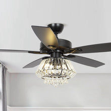 Carregar imagem no visualizador da galeria, 52&quot; Kerala Modern Chrome Downrod Mount Reversible Crystal Ceiling Fan with Lighting and Remote Control
