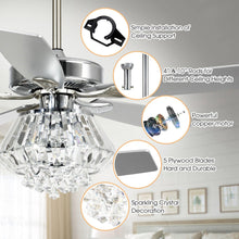 Load image into Gallery viewer, 52&quot; Kerala Modern Chrome Downrod Mount Reversible Crystal Ceiling Fan with Lighting and Remote Control
