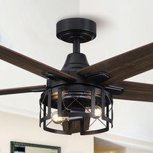 Load image into Gallery viewer, 52&quot; Kolkata Industrial Downrod Mount Reversible Ceiling Fan with Lighting and Remote Control
