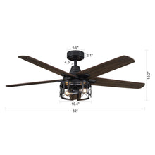 Cargar imagen en el visor de la galería, 52&quot; Kolkata Industrial Downrod Mount Reversible Ceiling Fan with Lighting and Remote Control
