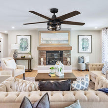 Load image into Gallery viewer, 52&quot; Kolkata Industrial Downrod Mount Reversible Ceiling Fan with Lighting and Remote Control
