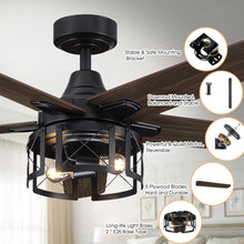 Carregar imagem no visualizador da galeria, 52&quot; Kolkata Industrial Downrod Mount Reversible Ceiling Fan with Lighting and Remote Control
