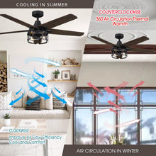 Carregar imagem no visualizador da galeria, 52&quot; Kolkata Industrial Downrod Mount Reversible Ceiling Fan with Lighting and Remote Control
