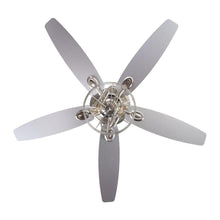 Cargar imagen en el visor de la galería, 52&quot; Kyla Industrial Brushed Nickel Reversible Caged Ceiling Fan with Lighting
